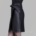 Donne Sexy PU Leather Leather A-Line Vent Skirt